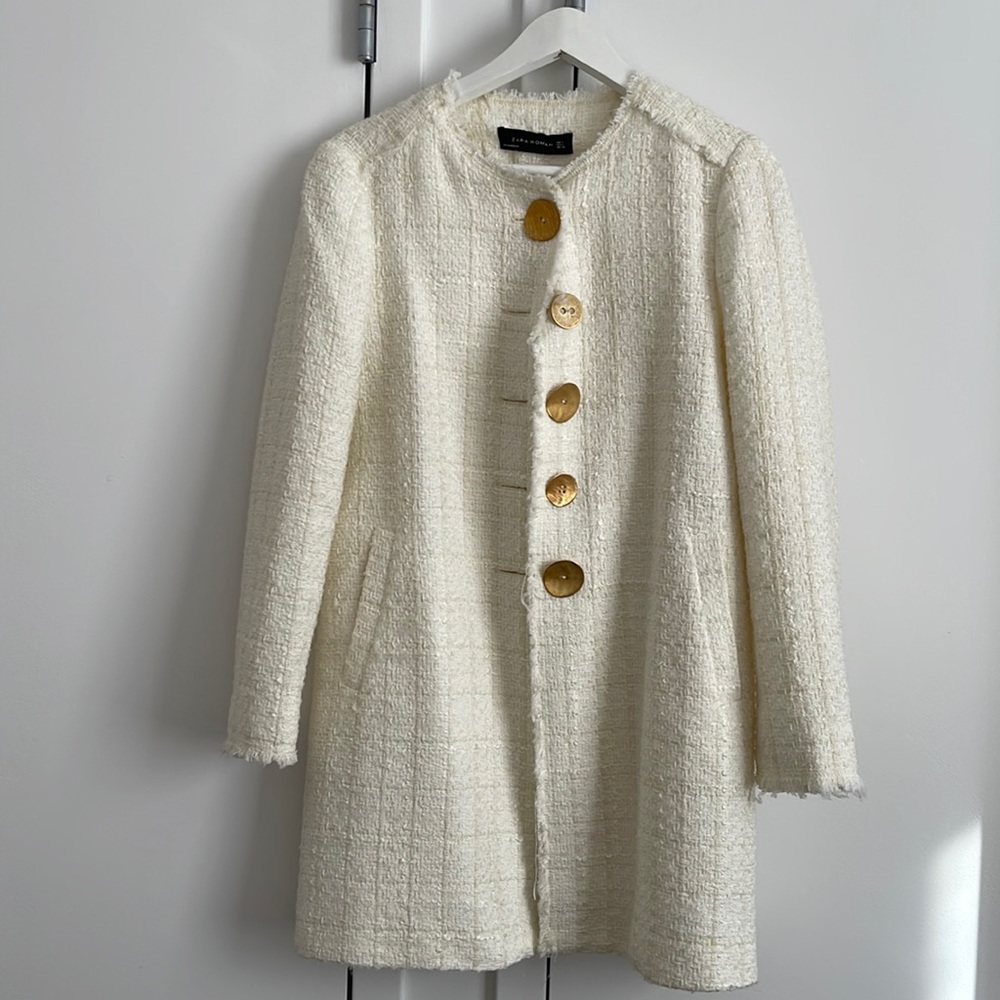 Zara tweed white jacket